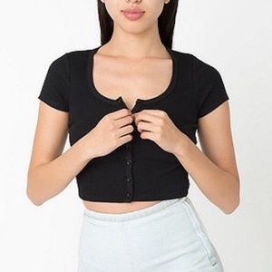 Black button up crop top
